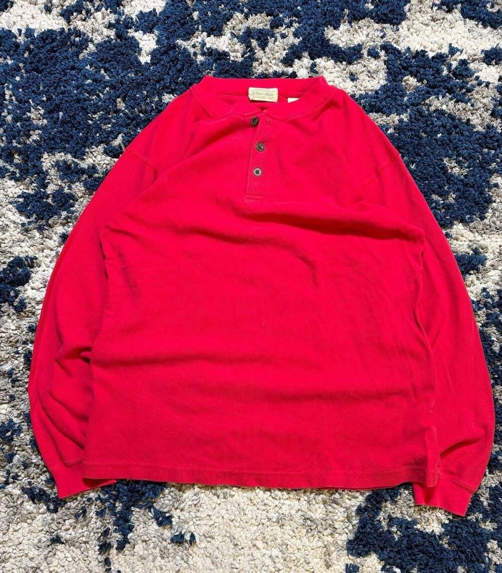 St. John's Bay Waffle Knit Henley Red